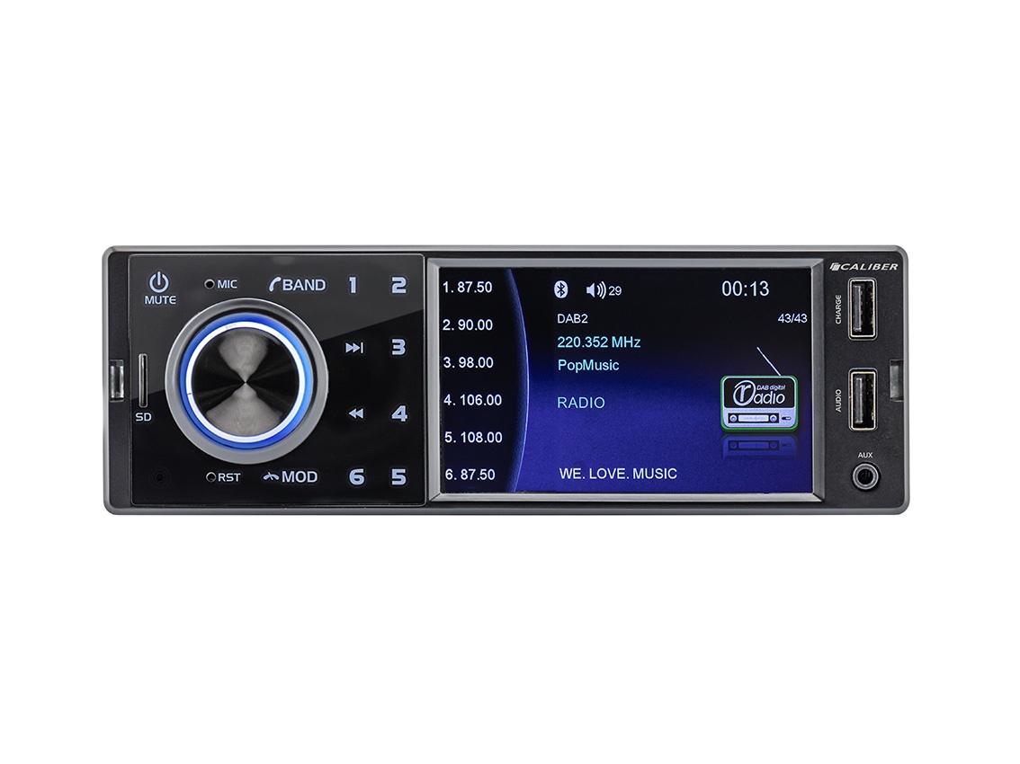 DAB+ Auto Radio with Bluetooth - USB, SD and AUX - 1 DIN - Extra USB - Camera Connection (RMD402DAB -BT)