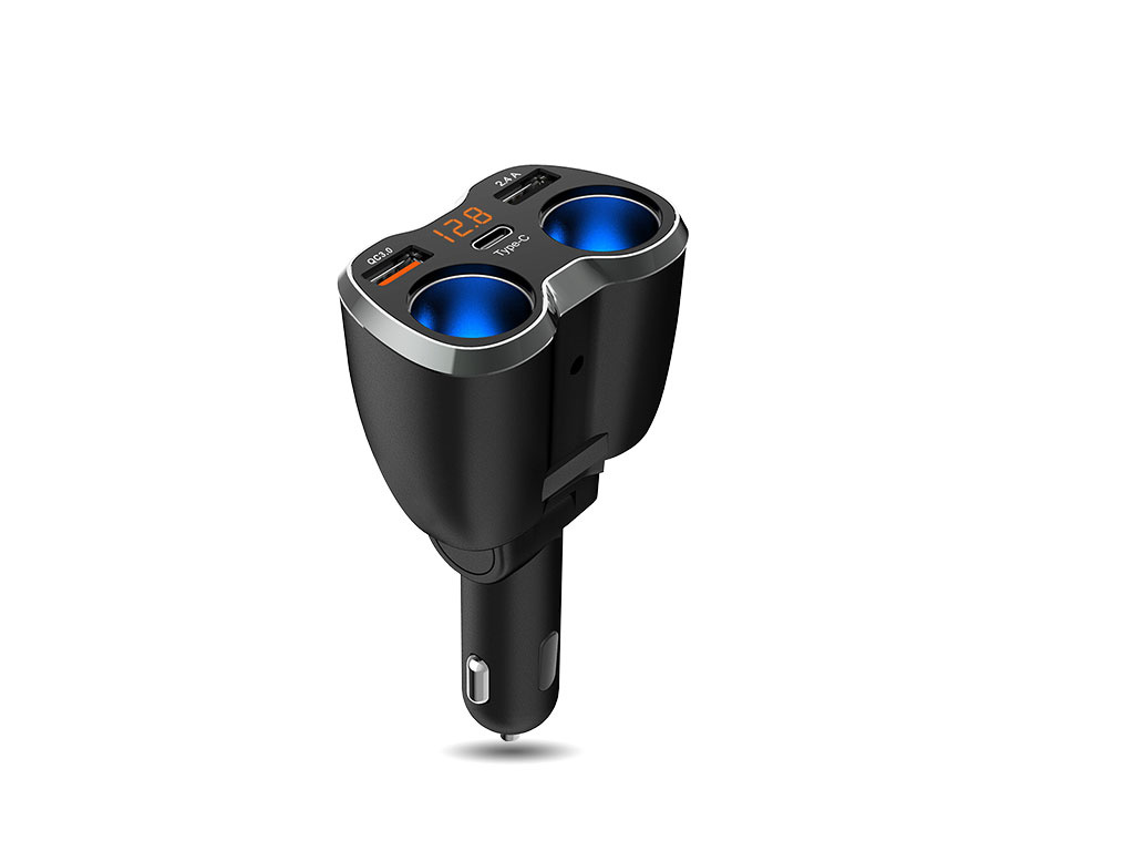 Autolader - Sigarettenaansteker Splitter - 2x USB - 1x USB-C - 12/24 V - Snellader (PS23) - Afbeelding 2