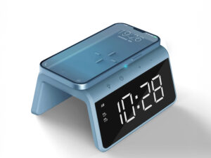 Réveil Numérique avec Chargeur Sans Fil - Double Réveil avec Lumière de Réveil - Pacific Blue (HCG019QI-PB)