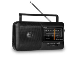 Retro 3000 Draagbare Radio - Batterijen of Netsnoer - AM/FM-radio met Handvat en Koptelefoonaansluiting - Zwart (HPG317R-B)
