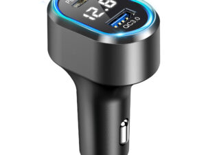 Caliber Autolader - Sigarettenaansteker Splitter - 1x USB & 1x USB-C - 48 Watt - Snellader - LED met spanningsmeter (PS24)