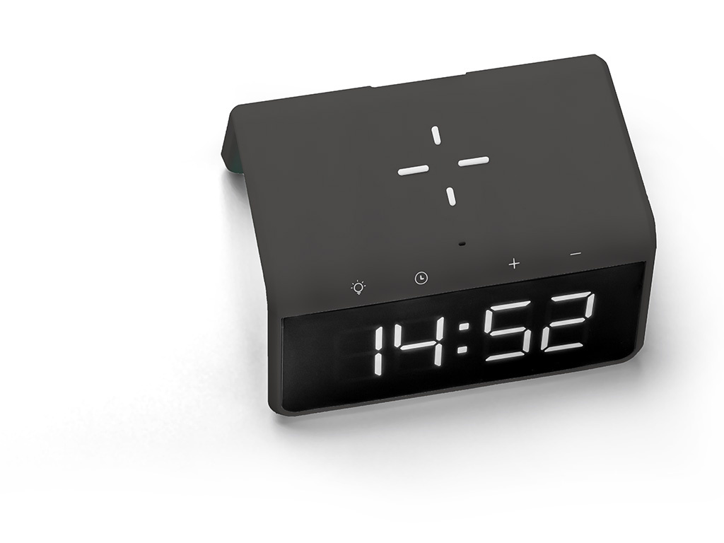 Réveil Numérique - Chargeur Sans Fil Pour Téléphone - Lumière de Réveil - Space Grey (HCG019QI-SG) – Image 3