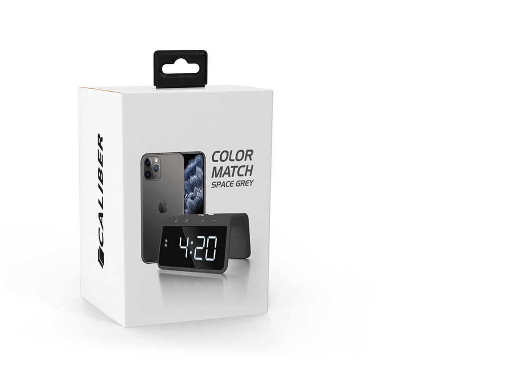 Réveil Numérique - Chargeur Sans Fil Pour Téléphone - Lumière de Réveil - Space Grey (HCG019QI-SG) – Image 4
