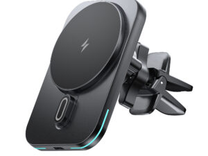Phone Holder Car Ventilation Grill - Magnetic - Wireless Charging - 15 Watt Fast Charge - Suitable for MagSafe - Car Phone Holder - 360° Rotation - Black (PSQ2-CAR)