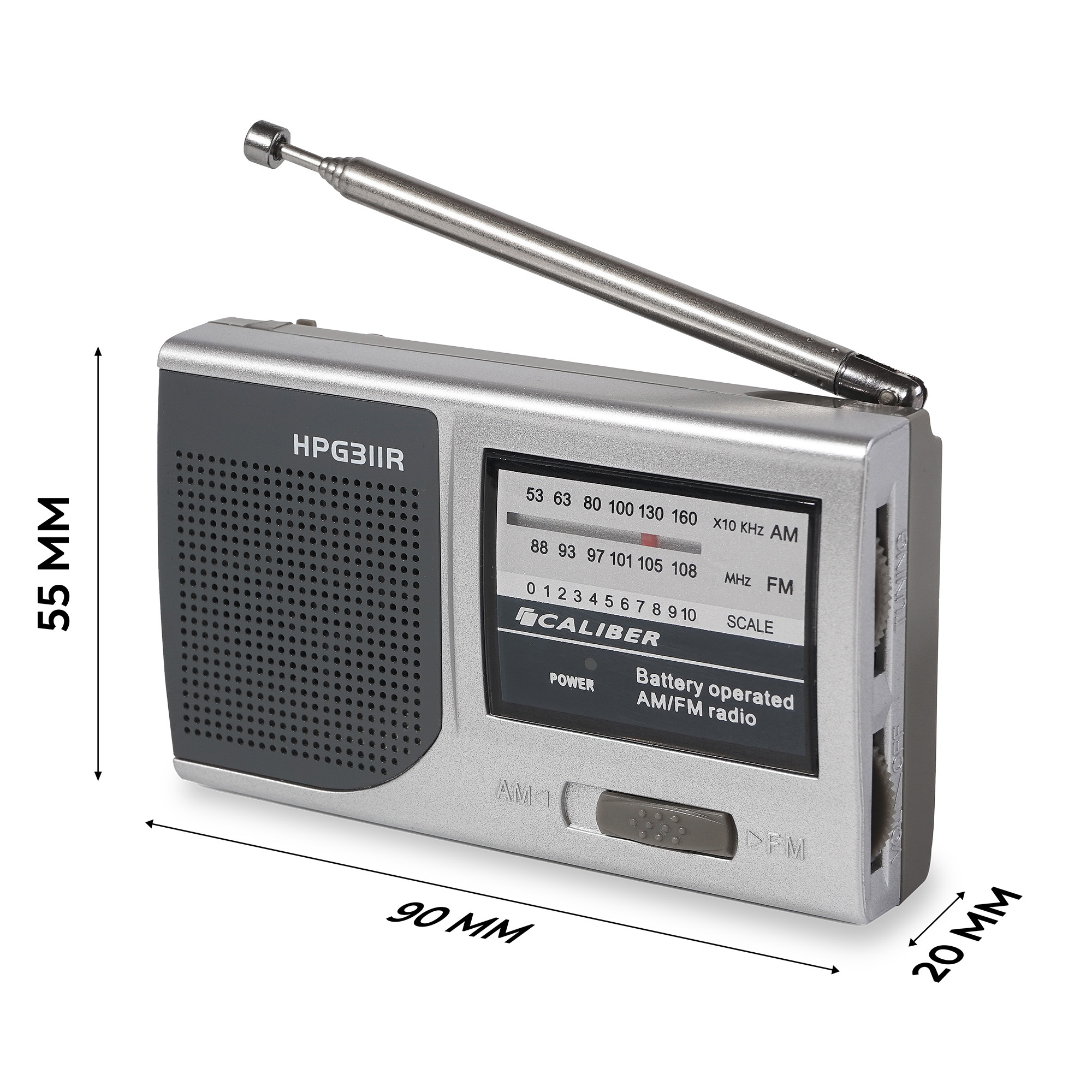 Draagbare Radio Op Batterijen - Zakformaat Miniradio - AM/FM Radio met Koptelefoonaansluiting (HPG311R) - Afbeelding 2