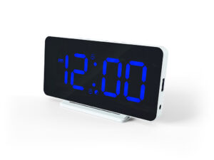 Slim -Line Digital Wekker - Dual Alarm Clock - Large Blue Display - USB port (HCG021)