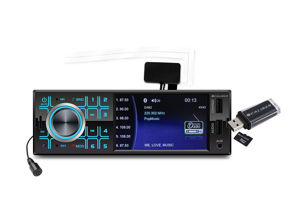 Car radio with Bluetooth, USB, AUX - 4 inch screen - Reversing camera connection - Extra USB (RMD404DAB -BT)