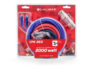 Kit Câbles Audio pour Amplificateur de Voiture - Câble pour Subwoofer de 2000 Watt - Jeu de 4 Câbles - 5 mètres (CPK25D)